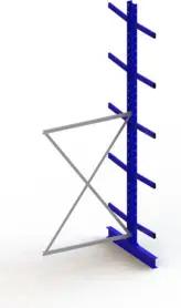 Meta Kragarmregal Anbau IPE140 doppelseitig 3500 x 1300 x 1000 mm Enzianblau + 10 Armen + Ständer Multistrong M
