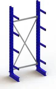 Meta Kragarmregal Grundregal IPE140 einseitig 2500 x 1000 x 400 mm Enzianblau + 4 Kragarmen je Ständer
