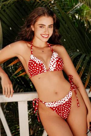 Neckholder-Bikini-Oberteil und Bikinihose mit seitlicher Bindung
