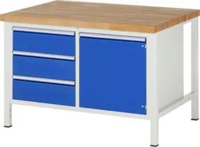 Rau Werkbank höhenverstellbar 8468A2, B1250xT900xH840-1040mm, 3x Schublade-TA, 1x Tür