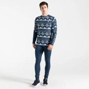 Dare 2B Herren Blau und Creme Gedruckt Ollie Thermo Baselayer Set Basisschicht, Größe: XXL