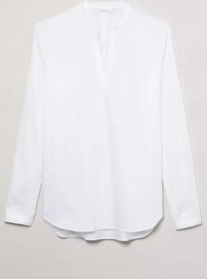 Satin Shirt Bluse in weiß unifarben