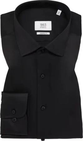 MODERN FIT Luxury Shirt in schwarz unifarben
