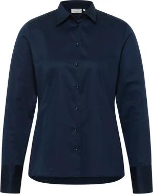 REGULAR FIT Satin Shirt Bluse in dunkelblau unifarben