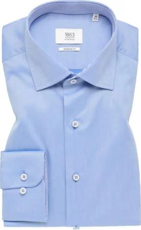 MODERN FIT Luxury Shirt in mittelblau unifarben