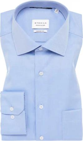 COMFORT FIT Cover Shirt in blau unifarben