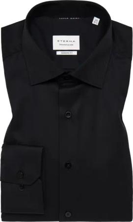 MODERN FIT Cover Shirt in schwarz unifarben