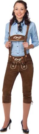 Damen Trachtenlederhose Kniebundhose braun