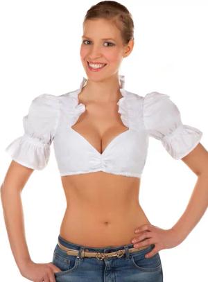 Dirndlbluse Bluse weiß mit Schnürung