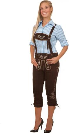 Damen Trachtenlederhose Kniebundhose dunkelbraun