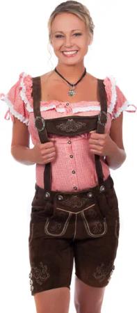 Kurze Damen Lederhose dunkelbraun