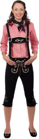 Damen Trachtenlederhose Kniebundhose schwarz