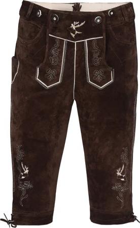 Trachtenlederhose Kniebundhose Hirsch dunkelbraun