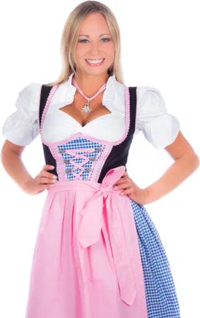Mini Dirndl blau kariert rosa Borte