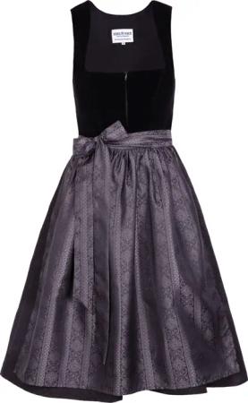 Midi Dirndl Evi Samt Schwarz