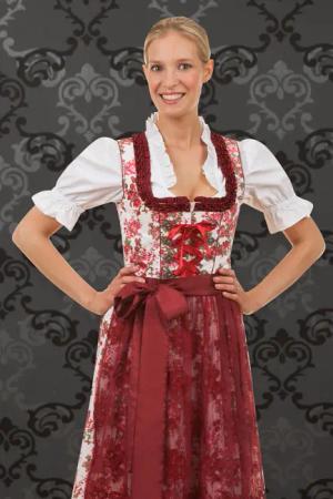 Midi Dirndl Estefania Blumen rot