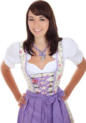 Mini Dirndl Blumen weiß lila