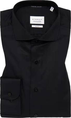 SLIM FIT Cover Shirt in schwarz unifarben