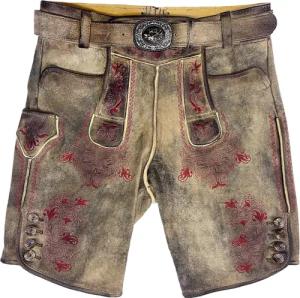 Kurze Wildbock Lederhose Buchner bordeaux
