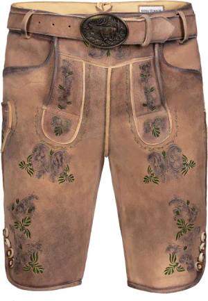 Kurze Wildbock Lederhose Peter grün sämisch