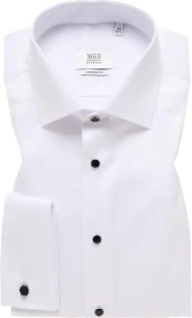 MODERN FIT Luxury Shirt in weiß unifarben