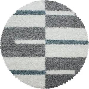Stilvoll Günstig Hochflor-Teppich für Wohnzimmer und Schlafzimmer Kariertes Design, Rund, Höhe: 30 mm