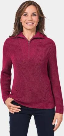 GOLDNER Strickpullover Sportiver Troyer mit Baumwollanteil