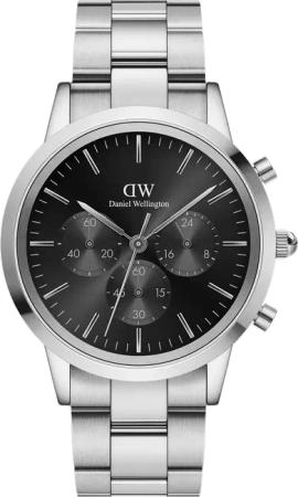 Daniel Wellington DW Uhr Iconic Chronograph Link Onyx S 42mm Silver
