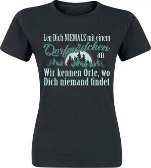 Sprüche T-Shirt - Leg dich niemals mit einem Dorfmädchen an. - S bis XXL - für Damen - Größe XXL - schwarz