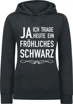 Sprüche Kapuzenpullover - Fröhliches schwarz - S bis M - für Damen - Größe M - schwarz