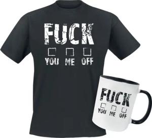 Sprüche T-Shirt - Geschenkbox - Geschenkset - Fuck You Me Off - M bis 3XL - für Männer - Größe L - schwarz