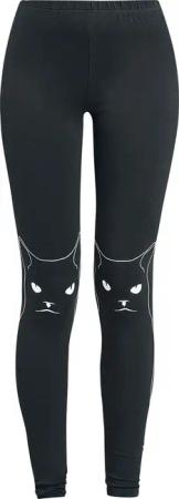 Jawbreaker - Rockabilly Leggings - Salem Grumpy Kitty - S bis 4XL - für Damen - Größe XL - schwarz