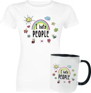 Sprüche T-Shirt - Geschenkbox - Geschenkset - I Hate People - S bis 3XL - für Damen - Größe S - weiß