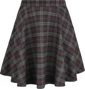 Banned Retro Kurzer Rock - Rock Check Flared Skirt - XS bis 4XL - für Damen - Größe S - grau/lila