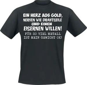 Sprüche T-Shirt - Ein Herz aus Gold - L bis 4XL - für Männer - Größe L - schwarz