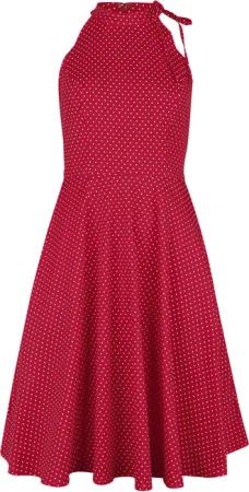 Banned Retro - Rockabilly Kleid knielang - Hattie Halter Spot Dress - XS bis 4XL - für Damen - Größe 3XL - rot/weiß