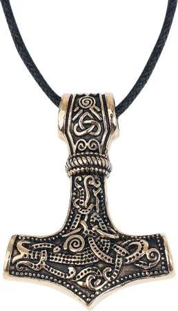 etNox hard and heavy - Mittelalter Halskette - Golden Thor´s Hammer - goldfarben