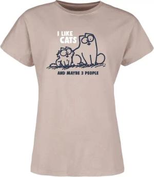 Simon's Cat T-Shirt - I Like Cats And Maybe 3 People - S bis 3XL - für Damen - Größe XL - altrosa  - EMP exklusives Merchandise!