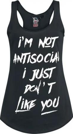 Sprüche Top - Not Antisocial - S bis XXL - für Damen - Größe S - schwarz