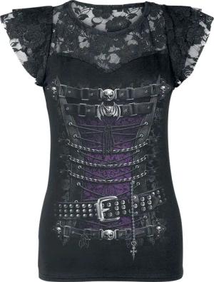 Spiral - Gothic T-Shirt - Waisted Corset - S bis XXL - für Damen - Größe S - schwarz