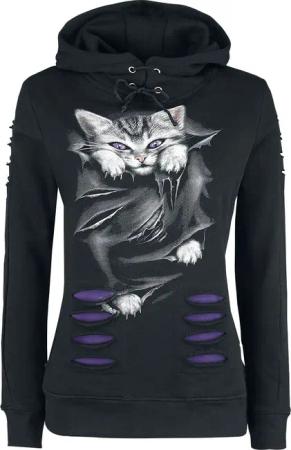 Spiral Kapuzenpullover - Bright Eyes - L bis XXL - für Damen - Größe XXL - schwarz