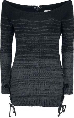 Innocent - Gothic Strickpullover - Thena Top - 3XL - für Damen - Größe 3XL - schwarz/grau