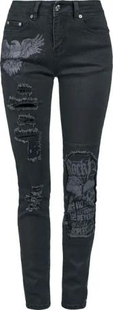 Rock Rebel by EMP - Rock Jeans - Skarlett - Jeans mit Prints und Rissen - W26L32 bis W31L34 - für Damen - Größe W29L34 - schwarz