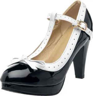 Belsira - Rockabilly High Heel - Retro Pumps - EU37 bis EU41 - für Damen - Größe EU41 - schwarz/weiß