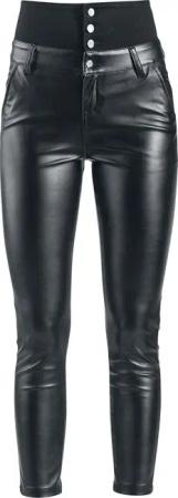 Forplay Kunstlederhose - High Waist Leather Immitation Trousers - W29L32 bis W36L34 - für Damen - Größe W29L32 - schwarz
