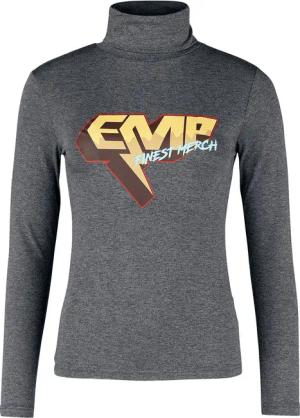 EMP Stage Collection Langarmshirt - Rollkragenshirt mit EMP-Print - S bis XXL - für Damen - Größe XXL - grau meliert