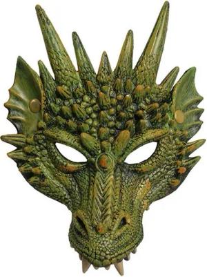 Metamorph Verkleidungsmaske Jadedrache Halbmaske, Grüne Drachenmaske für Erwachsene