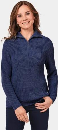 GOLDNER Strickpullover Sportiver Troyer mit Baumwollanteil
