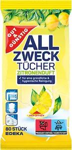 GUT&GÜNSTIG feuchte Allzweck-Reinigungstücher ZITRONENDUFT 1-lagig weiß, 80 Tücher