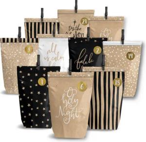 PAPIERDRACHEN befüllbarer Adventskalender Adventskalender mit bedruckten Tüten, Adventskalender zum selber befüllen
